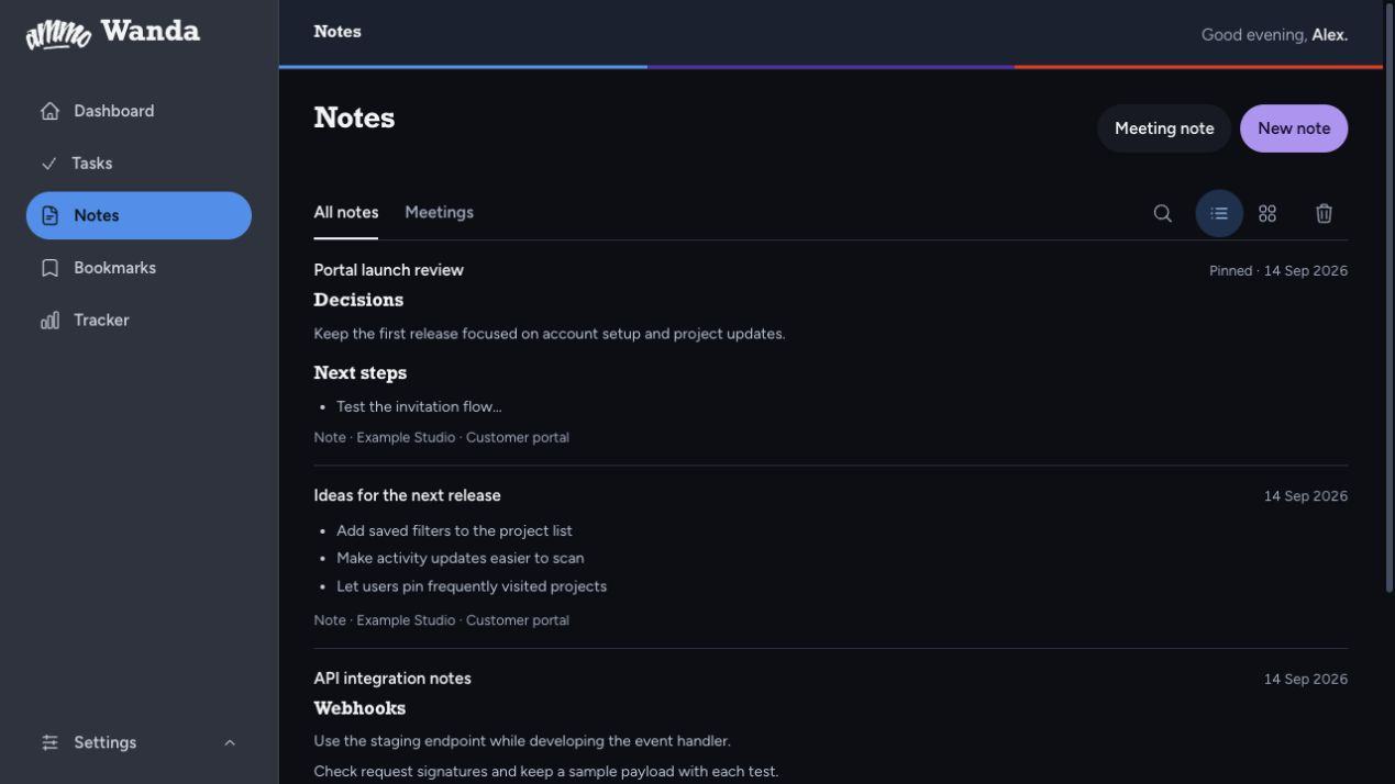 Wanda notes editor